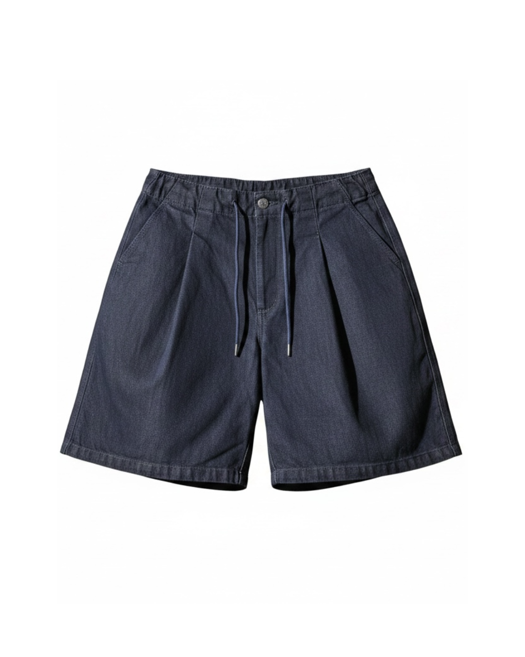 Pleated denim short
