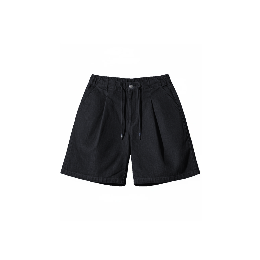 Black pleated shorts