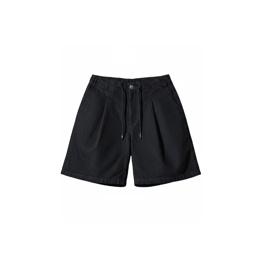 Black pleated shorts