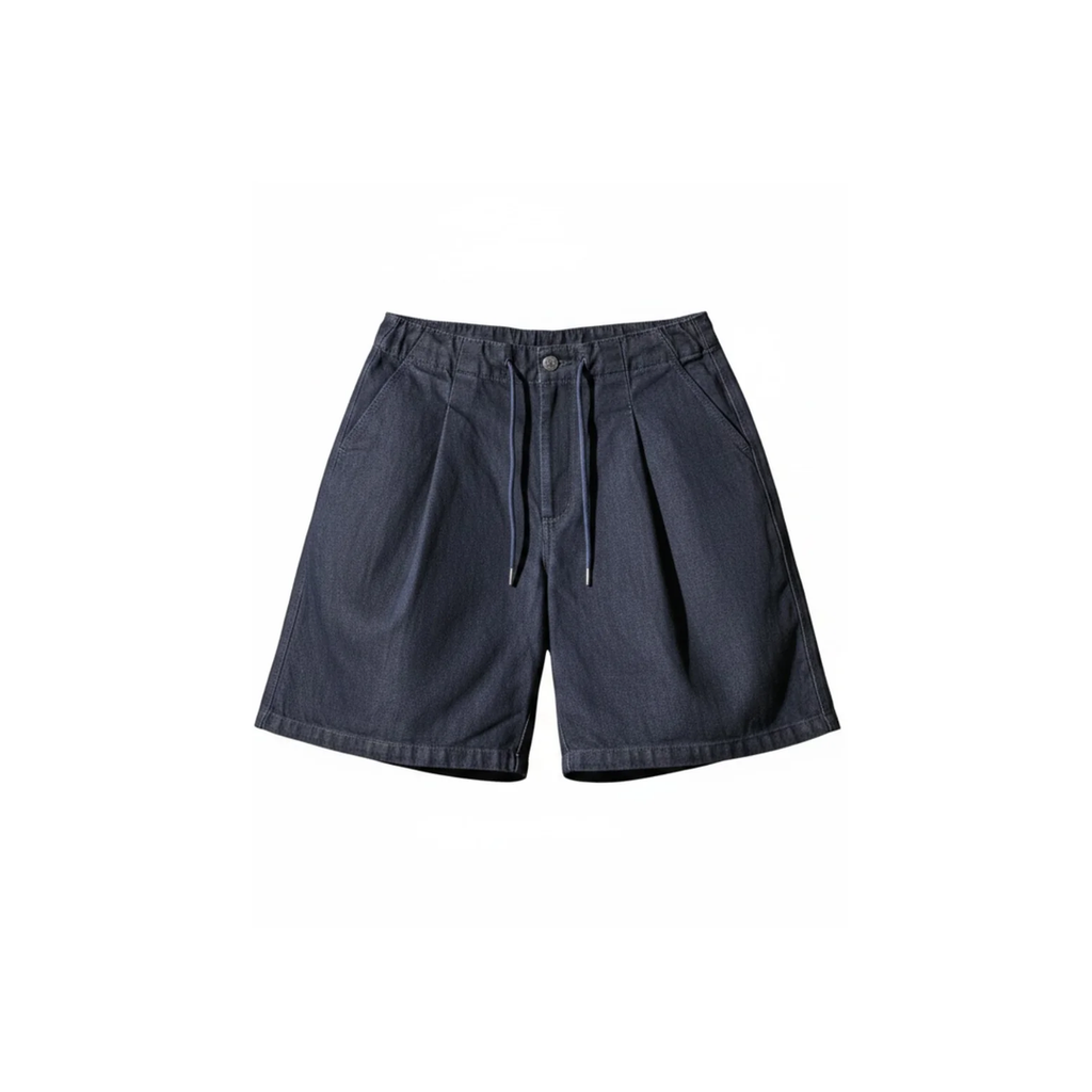 Pleated denim short