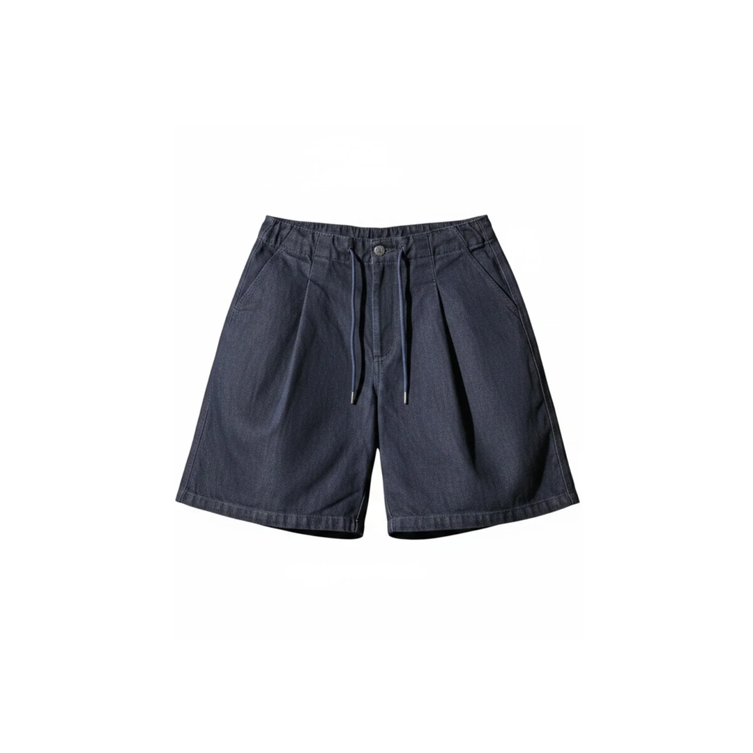 Pleated denim short
